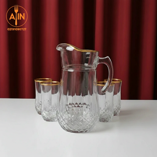 بلور سرویس۷پارچه پیکسل لب طلا نوری تازه +