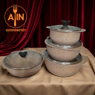 قابلمه سرویس ۸ پارچه دسته پروانه ای کوشا رنگ نسکافه ای
