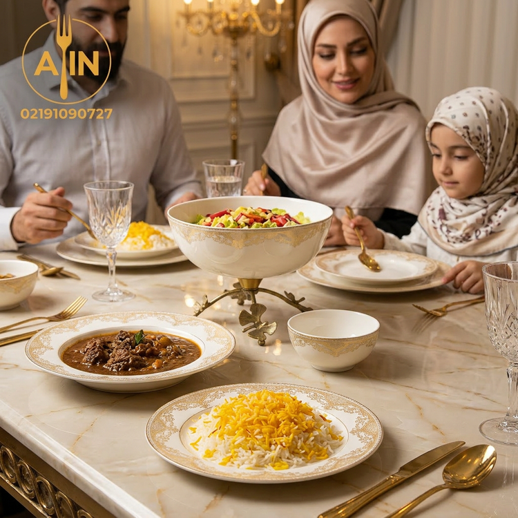 ارکوپال ۲6پارچه لئون طرح ویژن عسلی لوکس