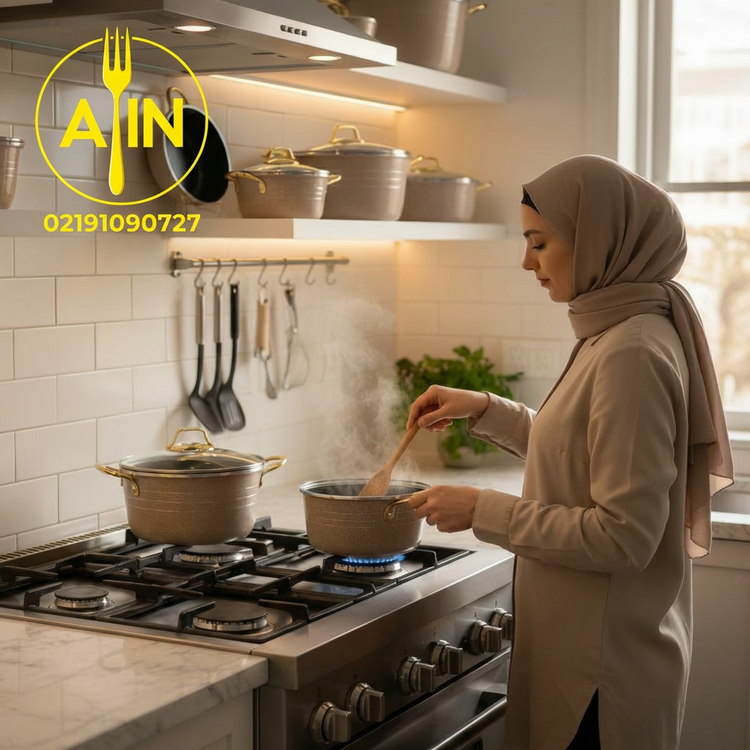 قابلمه سرویس۱۴پارچه کوشا فورج رنگ نسکافه ای